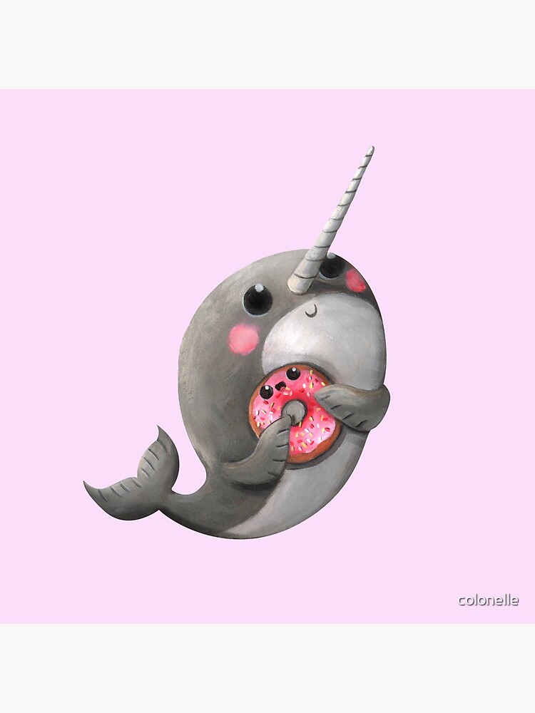 Cute Narwhal with donut by colonelle