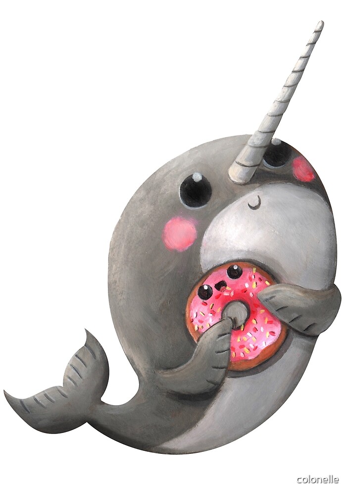 Cute Narwhal with donut by colonelle