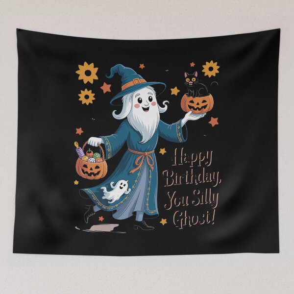 Item preview, Ghost Holding Black Cat Lover Halloween 2025 Groovy Floral designed and sold by HollyBellArtSte.