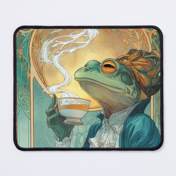 Item preview, Fancy Art Nouveau Frog Sips Tea  designed and sold by Tridentulus.