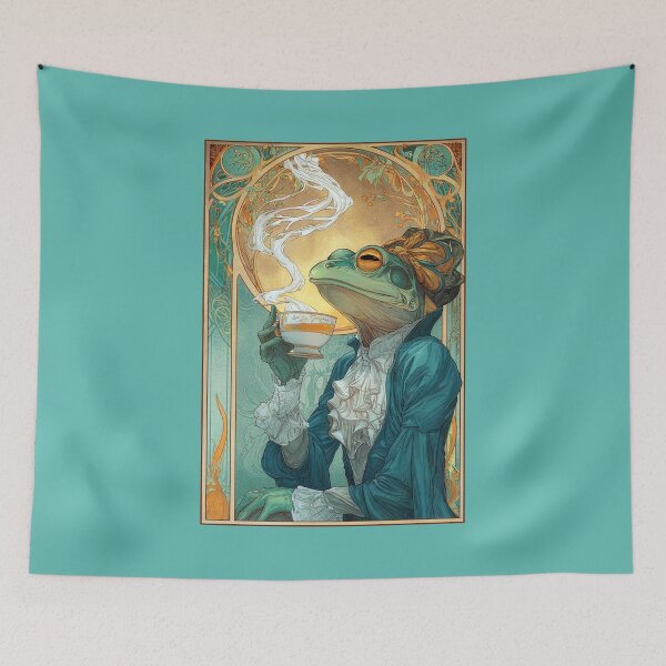 Item preview, Fancy Art Nouveau Frog Sips Tea  designed and sold by Tridentulus.