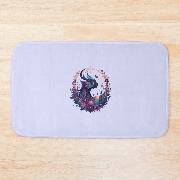 Item preview, Mystical Dragon Cat: Fantasy Creature Portrait in Night Garden Floral Wreath, Whimsical Dark Aesthetic Art designed and sold by HimBoo.