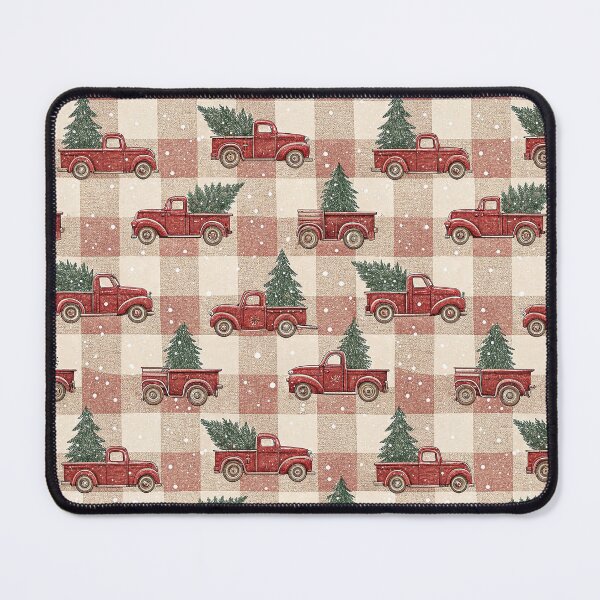 Item preview, Chic checkered pattern with red Christmas truck designed and sold by Merrylands Artshop.