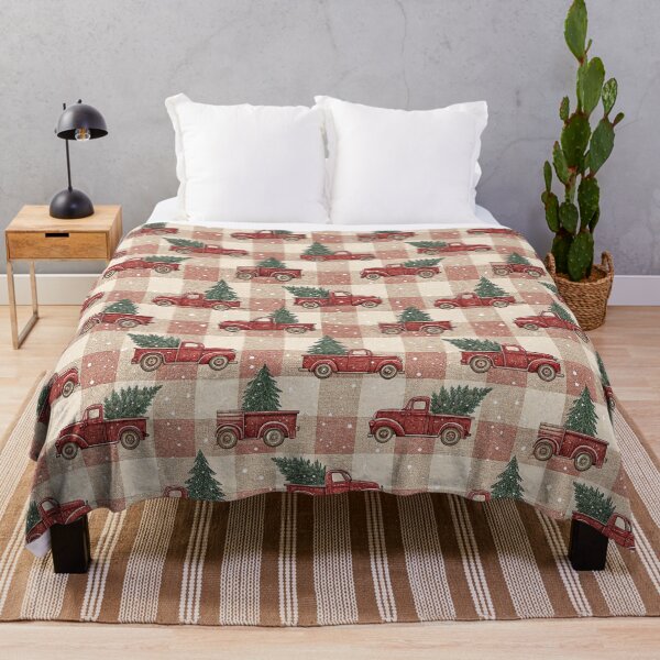 Item preview, Chic checkered pattern with red Christmas truck designed and sold by Merrylands Artshop.