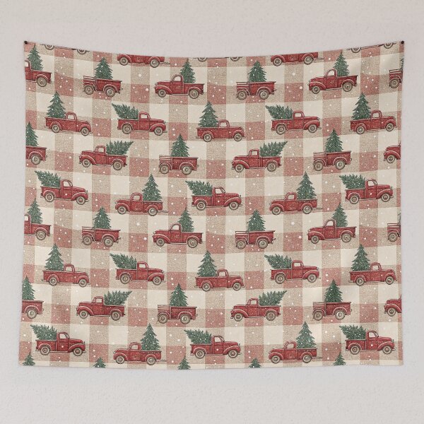 Item preview, Chic checkered pattern with red Christmas truck designed and sold by Merrylands Artshop.