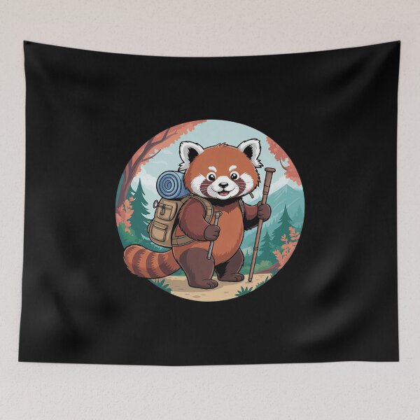 Item preview, Cute Red Panda Hiking Explorer with Backpack designed and sold by DetroitMug.