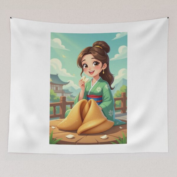 Item preview, Japanese Girl With A Fortune Cookie designed and sold by ArtQueen777.