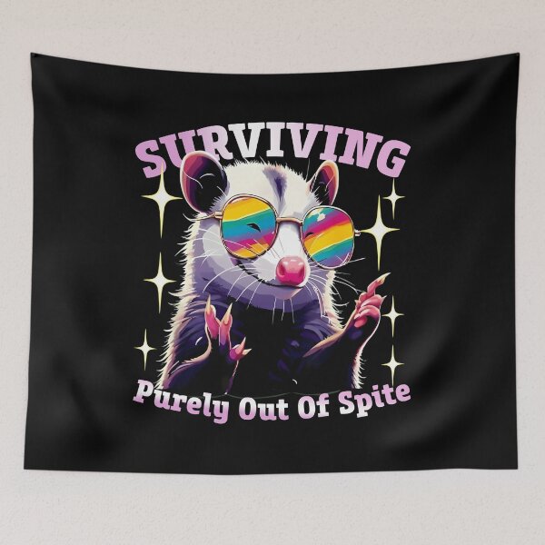 Item preview, Rainbow Sunglasses Opossum – Spite Survival Quote designed and sold by TinaMDedrick.
