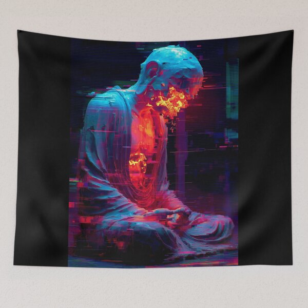 Item preview, Glitchfire Buddha: Digital Collapse Meditation designed and sold by t5uisiu.