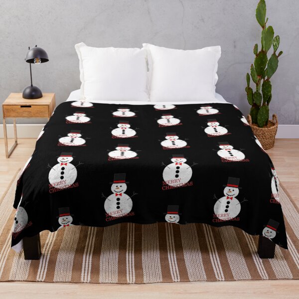 Item preview, A white snowman with a black hat wishes you a Merry Christmas. designed and sold by pixperienz4u.