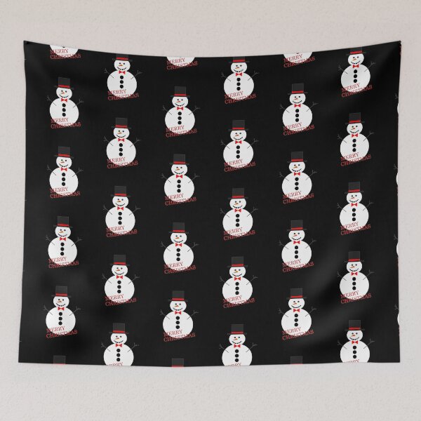 Item preview, A white snowman with a black hat wishes you a Merry Christmas. designed and sold by pixperienz4u.
