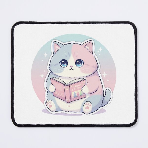 Item preview, Studious Pastel Kitty Reading Book | Kawaii Kitten Artwork designed and sold by CutePetss.