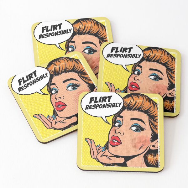 Item preview, FLIRT RESPONSIBLY Pop Art Comic Girl - Flirty Retro Quote Design designed and sold by ConfuseLab Alt.