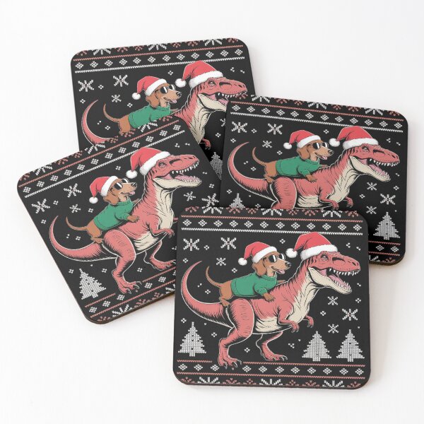 Item preview, Dachshund Riding t rex Dinosaur Ugly Christmas Sweater designed and sold by HardcoreTour.