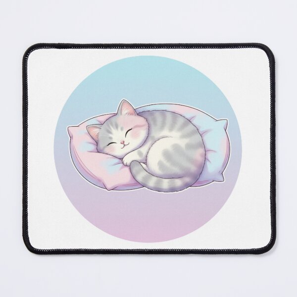 Item preview, Sleepy Pastel cat on Pillow | Kawaii Kitten Artwork designed and sold by CutePetss.