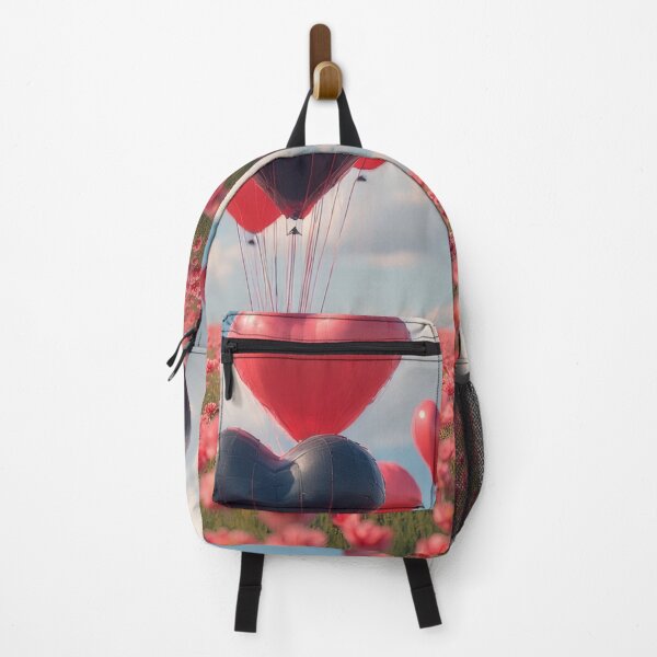 Item preview, Heart-shaped balloons above a blooming flower field designed and sold by Mianku | Für das Leben.