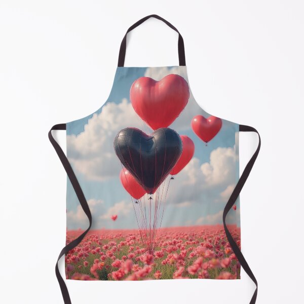 Item preview, Heart-shaped balloons above a blooming flower field designed and sold by Mianku | Für das Leben.