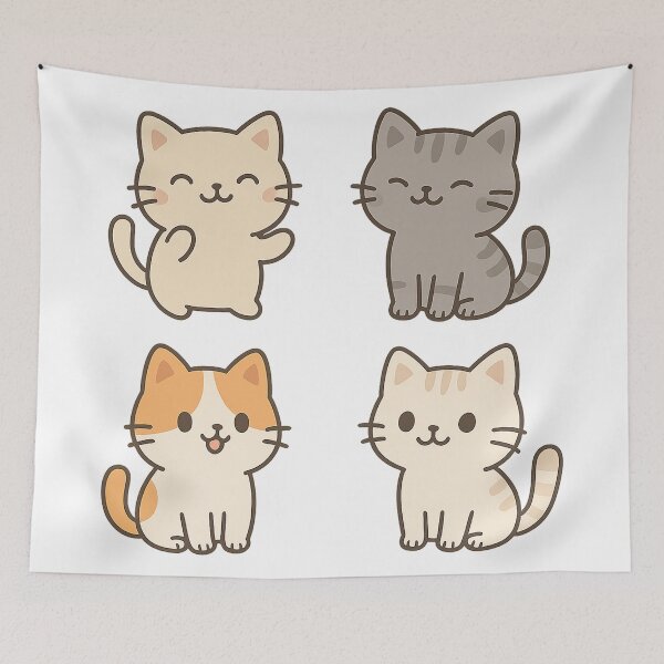 Item preview, Cute Kawaii Cats – Adorable Cartoon Kitty Set designed and sold by CamonicaVisual.