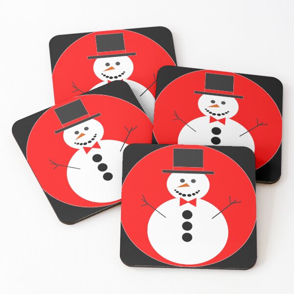 Item preview, White snowman with a black hat on a red background designed and sold by pixperienz4u.