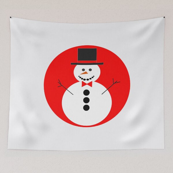 Item preview, White snowman with a black hat on a red background designed and sold by pixperienz4u.