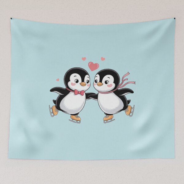 Item preview, Skating Penguins Christmas Valentine's Day designed and sold by Prints-by-Olaf.