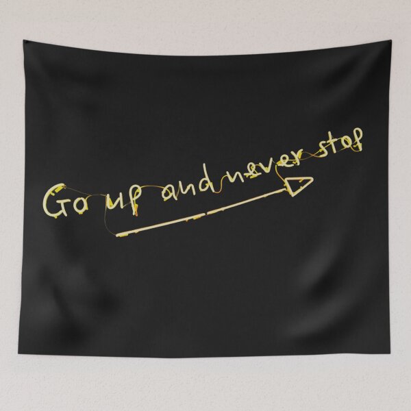 Item preview, Go Up & Never Stop — Neon Arrow Motivational Sign designed and sold by Afridi Art House.