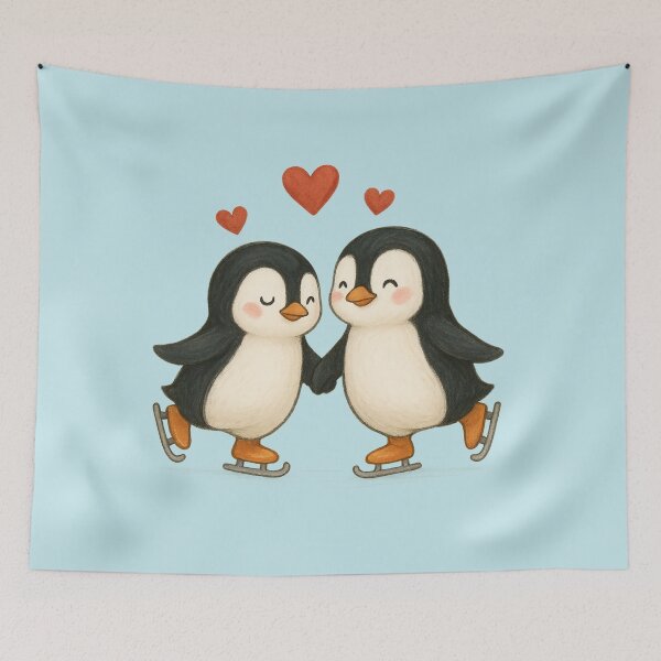 Item preview, Skating Penguins Christmas Valentine's Day designed and sold by Prints-by-Olaf.