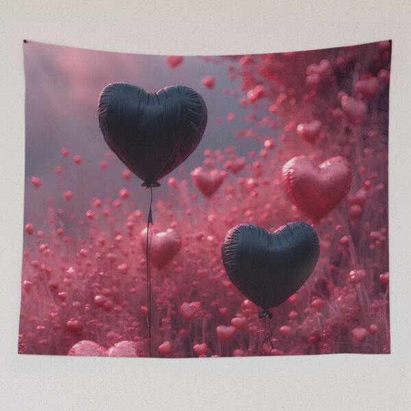 Item preview, Heart-shaped balloons in a field of love designed and sold by Mianku | Für das Leben.