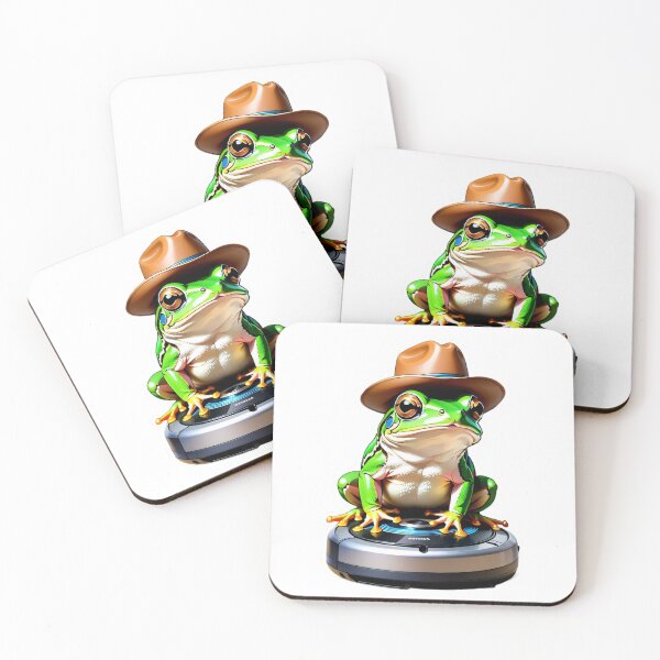 Item preview, Dumpy Tree Frog Riding Roomba Sticker designed and sold by shashank3d.