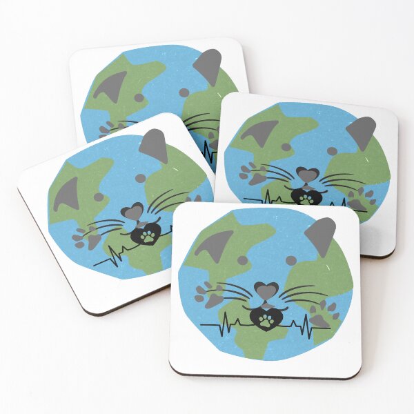 Item preview, Save The Earth Cat – Heartbeat Paw Print Planet Design designed and sold by Ramya designs .