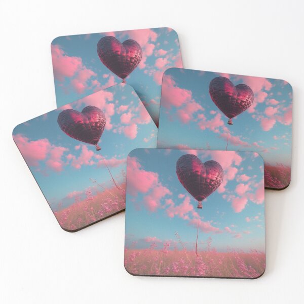 Item preview, A metallic heart-shaped balloon floats above a blooming meadow. designed and sold by Mianku | Für das Leben.
