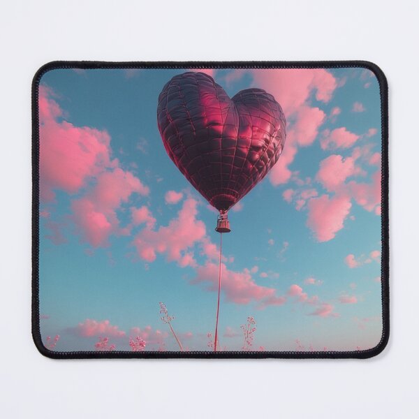 Item preview, A metallic heart-shaped balloon floats above a blooming meadow. designed and sold by Mianku | Für das Leben.