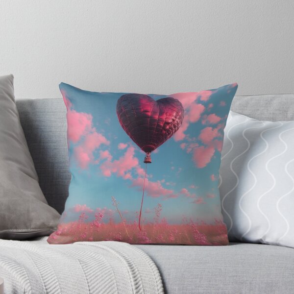 Item preview, A metallic heart-shaped balloon floats above a blooming meadow. designed and sold by Mianku | Für das Leben.