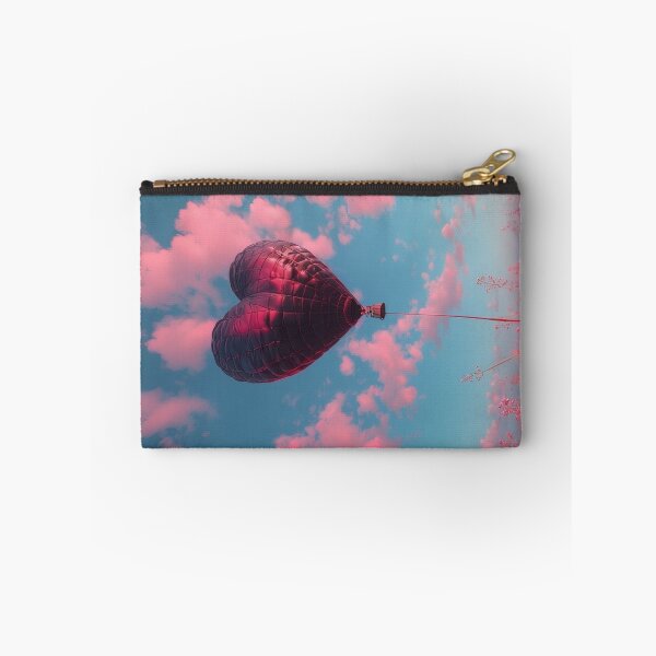 Item preview, A metallic heart-shaped balloon floats above a blooming meadow. designed and sold by Mianku | Für das Leben.