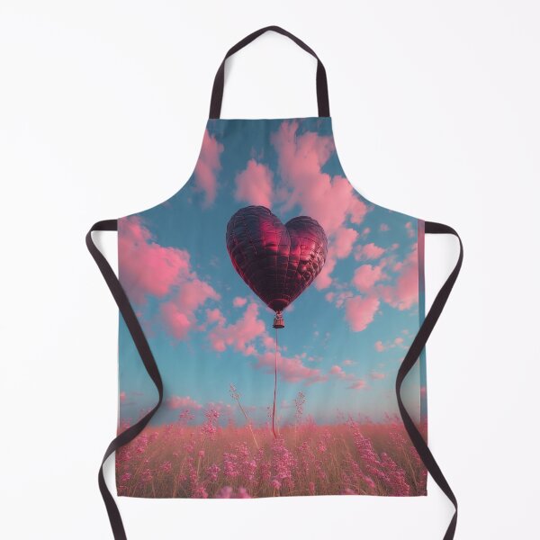 Item preview, A metallic heart-shaped balloon floats above a blooming meadow. designed and sold by Mianku | Für das Leben.