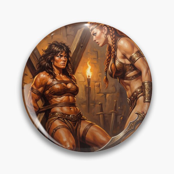 Artikelvorschau, Amazonen verhören eine barbarische Kriegerin in Defiance-Illustrationen im Fantasy-Kunststil entworfen und verkauft von Vintage Designs +.