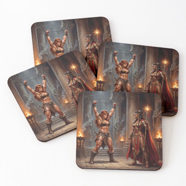 Item preview, Amazon Interrogation of a Barbarian warrior woman in Defiance illustration fantasy art style designed and sold by Vintage Designs +.