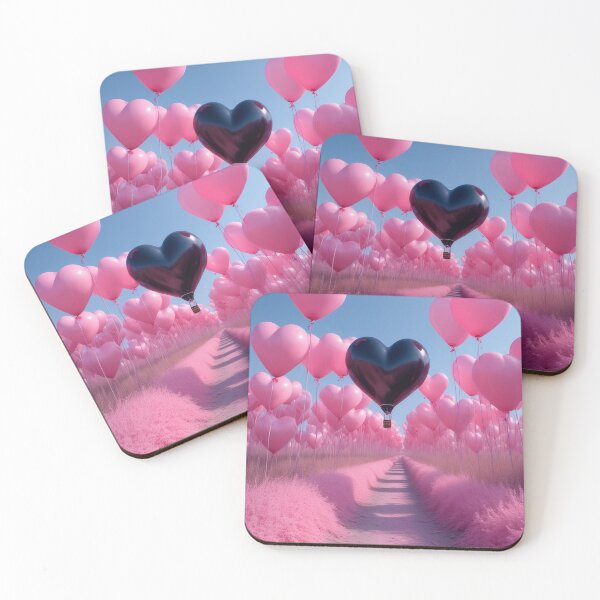 Item preview, Heart-shaped balloons over pink dirt road designed and sold by Mianku | Für das Leben.