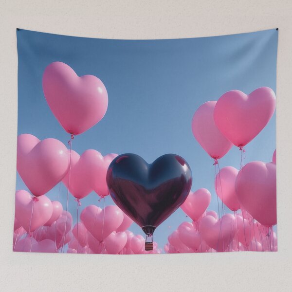 Item preview, Heart-shaped balloons over pink dirt road designed and sold by Mianku | Für das Leben.