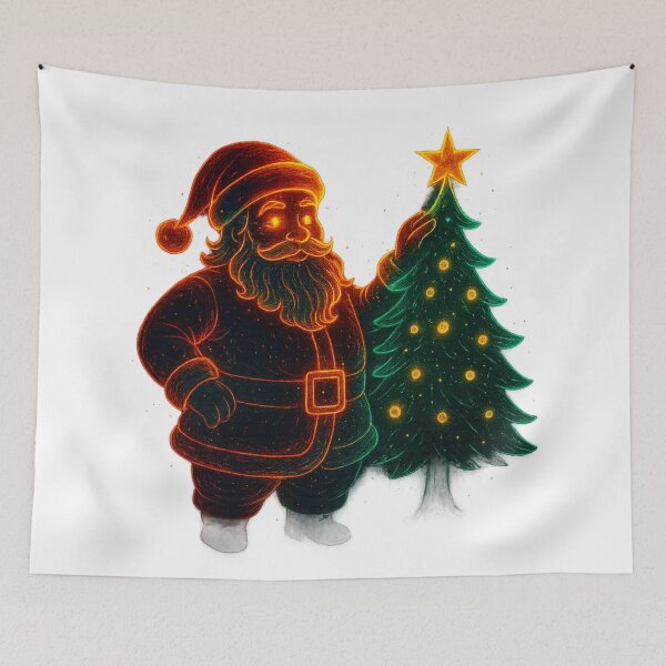Item preview, Glowing Santa And Magical Christmas Tree designed and sold by HiteshArt111.