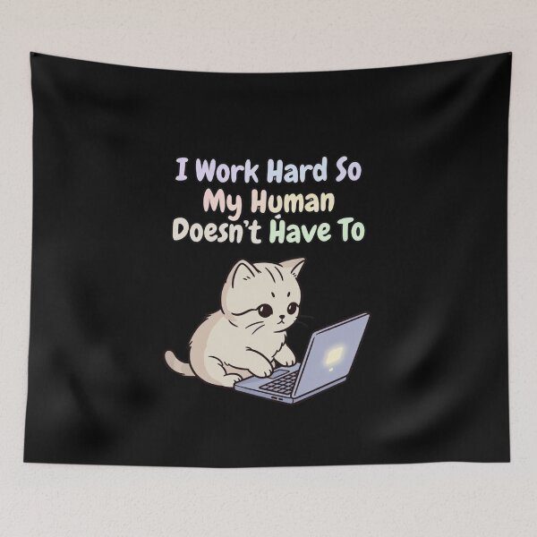 Item preview, Hard-Working Cat – Funny Laptop Pet T-Shirt designed and sold by EcoArtTees.