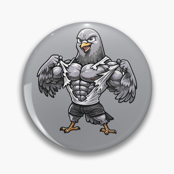 Item preview, Shredded Alpha Pigeon – Silver Feather Bodybuilder Cartoon designed and sold by Ivy-Triggs.