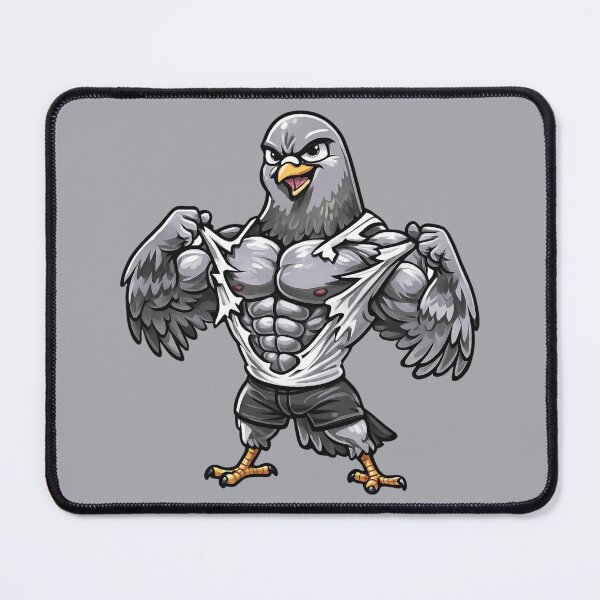 Item preview, Shredded Alpha Pigeon – Silver Feather Bodybuilder Cartoon designed and sold by Ivy-Triggs.