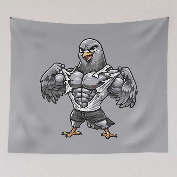 Item preview, Shredded Alpha Pigeon – Silver Feather Bodybuilder Cartoon designed and sold by Ivy-Triggs.
