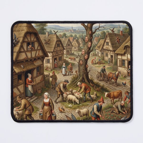 Item preview, A medieval dutch village attacked by strange hellish demons after Hieronymus Bosch and Pieter Bruegel designed and sold by Vintage Designs +.