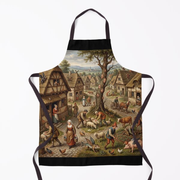 Item preview, A medieval dutch village attacked by strange hellish demons after Hieronymus Bosch and Pieter Bruegel designed and sold by Vintage Designs +.