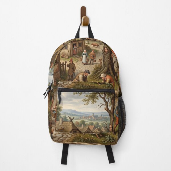 Item preview, A medieval dutch village attacked by strange hellish demons after Hieronymus Bosch and Pieter Bruegel designed and sold by Vintage Designs +.