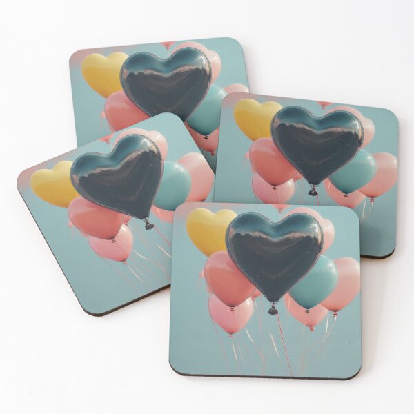 Item preview, Heart-shaped balloons float in the cloudy sky. designed and sold by Mianku | Für das Leben.