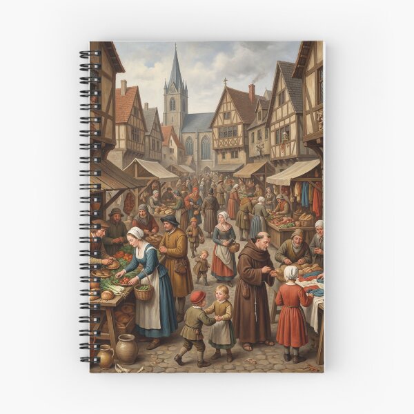 Item preview, A medieval English Market attacked by strange hellish demons after Hieronymus Bosch and Pieter Bruegel designed and sold by Vintage Designs +.