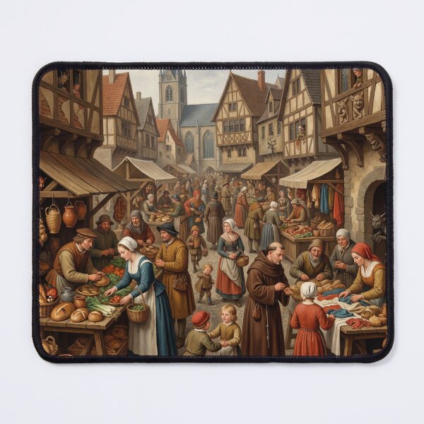 Item preview, A medieval English Market attacked by strange hellish demons after Hieronymus Bosch and Pieter Bruegel designed and sold by Vintage Designs +.